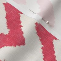 Raspberry on Linen Ikat Watercolor Chevron