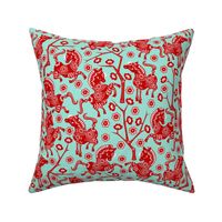 Year of the Horse - Red on Turquoise