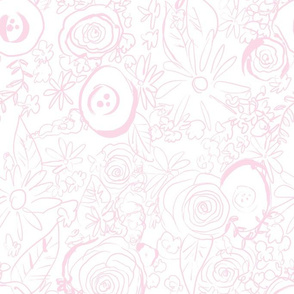 Light Pink Floral Fabric, Wallpaper and Home Decor