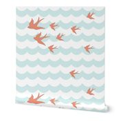 Ocean Flight in Coral and Mint