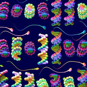 DNA and Sperm on Dark Blue