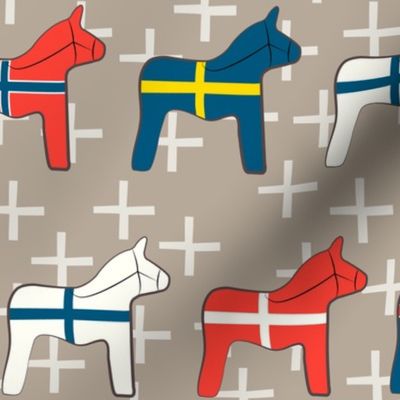 Scandinavian wooden Dala horses