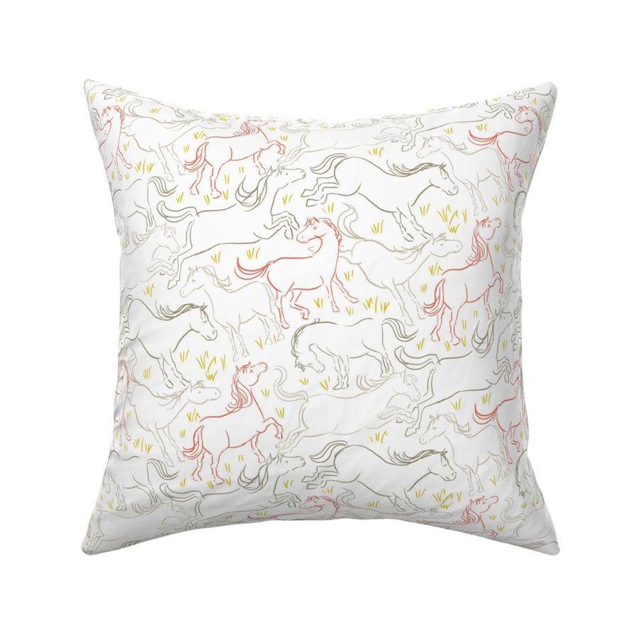 Romping Horses 7 White Coral Gray