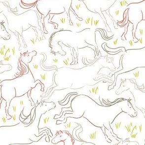 Romping Horses 7 White Coral Gray