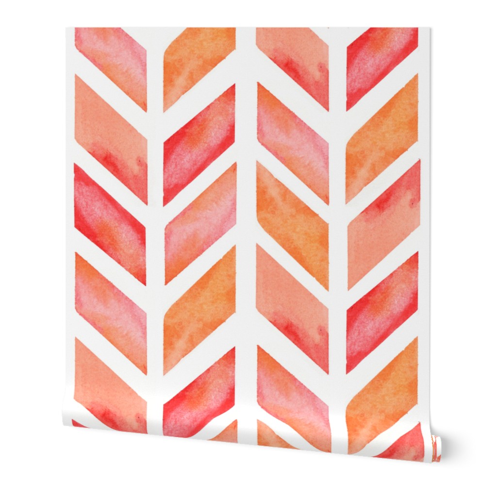 Watercolor Herringbone in Solid Pinks