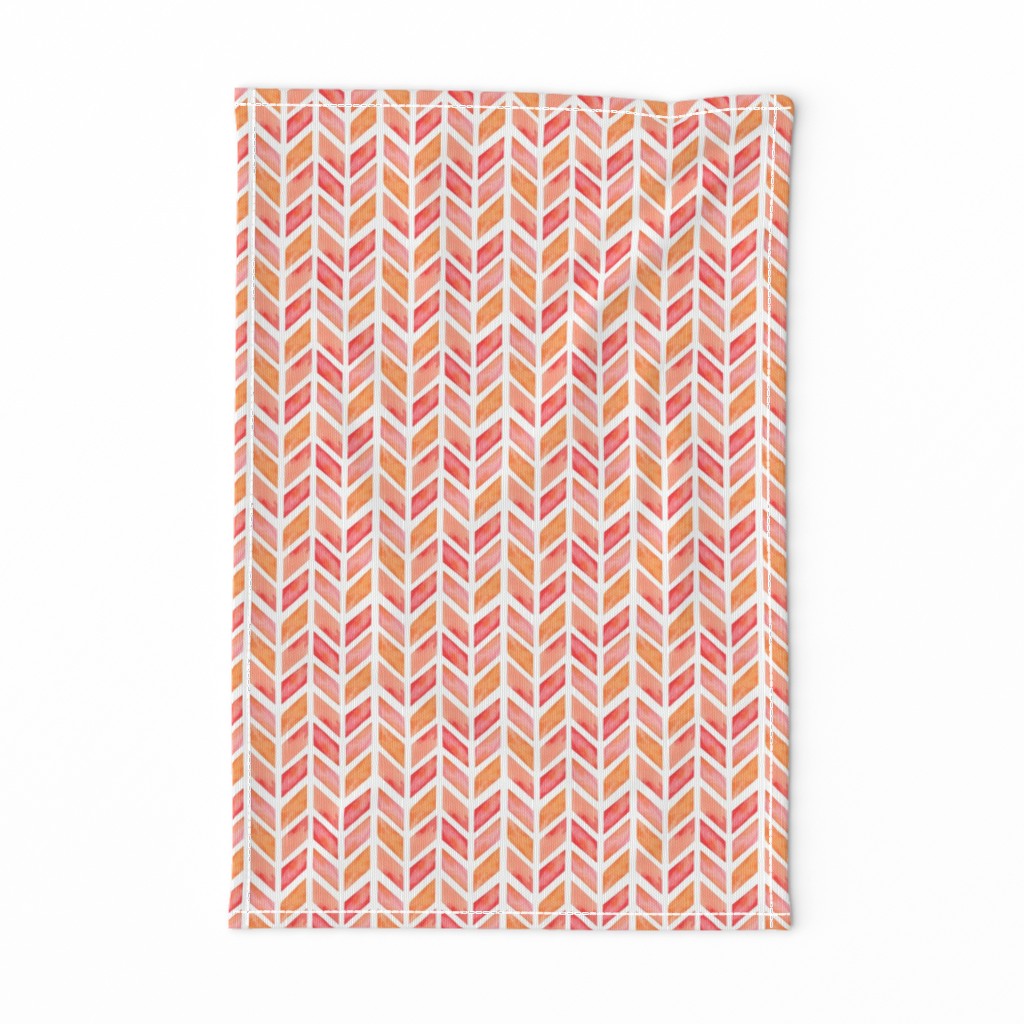 Watercolor Herringbone in Solid Pinks