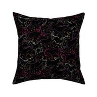 Romping Horses 10 Black Pink Purple