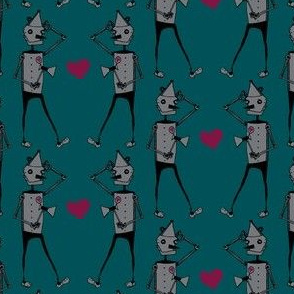 Oz Tin Man with Hearts in teal