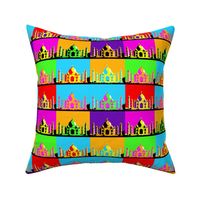 Bright Coloured Pop Art Style Taj Mahal Blocks 