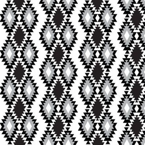 Black and Grey Aztec - Navajo aztec - monochrome