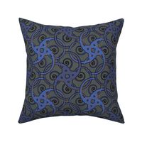 tribal tattoo spiral squares blue sv