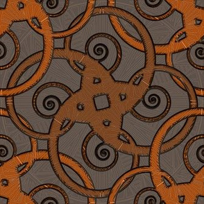 tribal tattoo spiral squares bitter orange