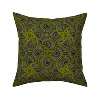 tribal tattoo spiral squares metallic olive