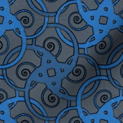 tribal tattoo spiral squares marine blue