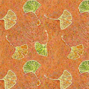 Ginkgo Leaves on Shades of Orange