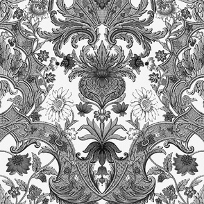 Parrot Damask ~ Black 