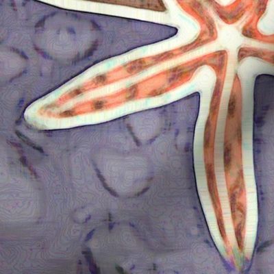 Orange Starfish on Purple Tones with kelp