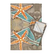 Orange Starfish with Turquoise Kelp