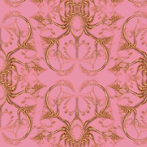 Frilly Fake Gold Hearts on Pink