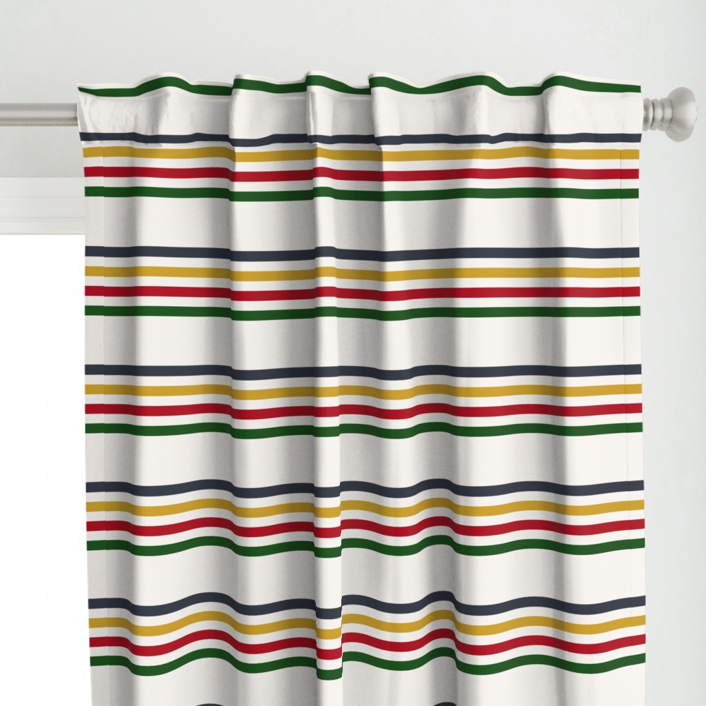 camp blanket, 1/2 inch stripes widthwise, four colors