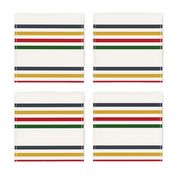 camp blanket, 1/2 inch stripes widthwise, four colors