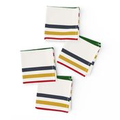 camp blanket, 1/2 inch stripes widthwise, four colors