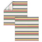 camp blanket, 1/2 inch stripes widthwise, four colors