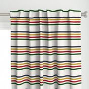 camp blanket, 1/2 inch stripes widthwise, four colors