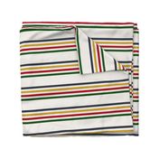 camp blanket, 1/2 inch stripes widthwise, four colors