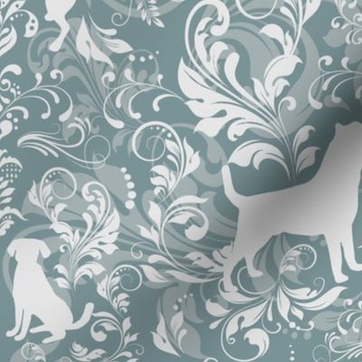 dog damask in farrow ball berrington blue 