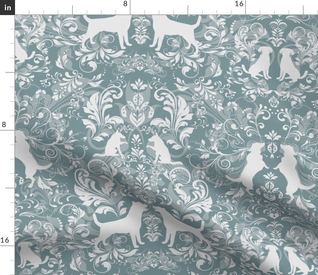 dog damask in farrow ball berrington blue 