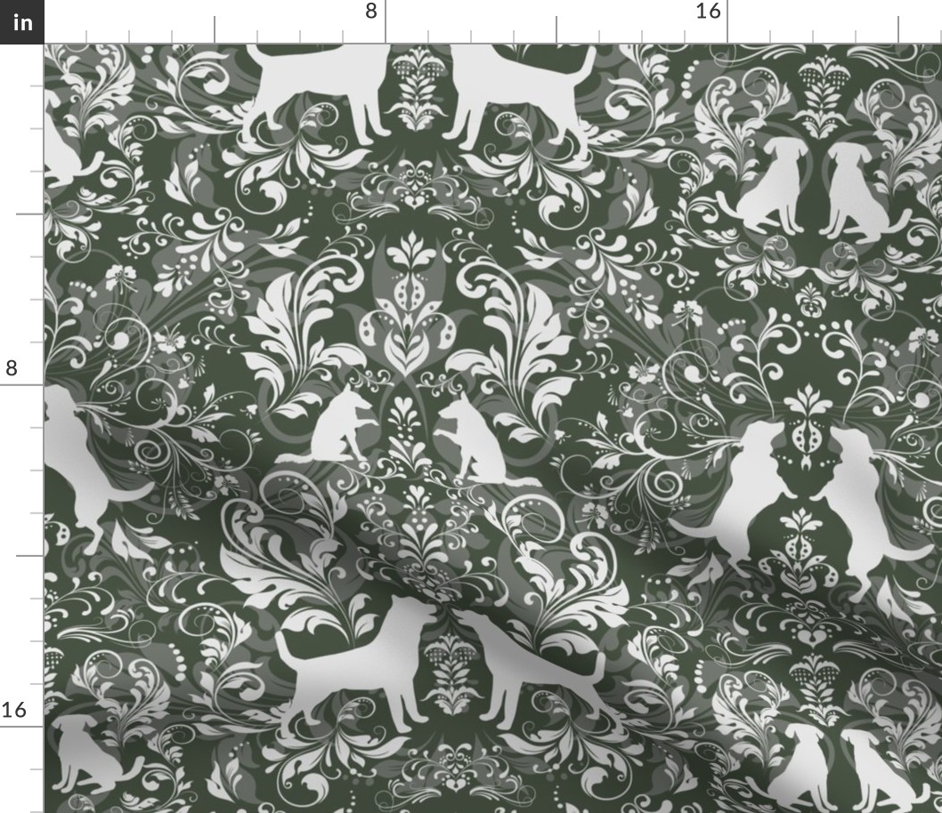 Dog damask Farrow Ball Minster Green