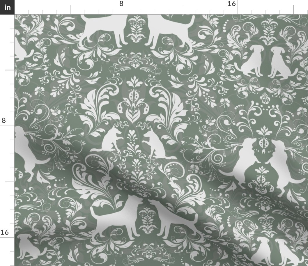 Dog damask Farrow Ball castle gray