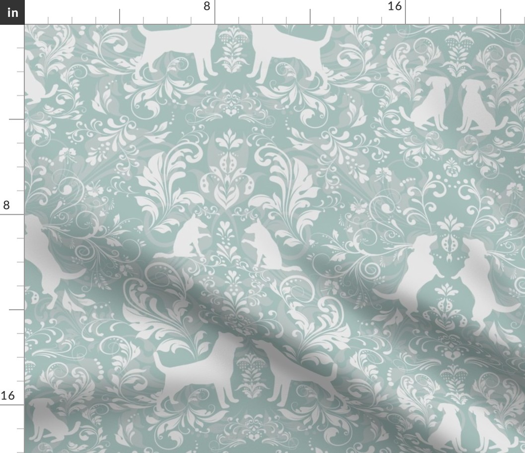 Dog damask ancona blue