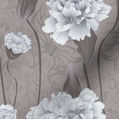 peonies on gray