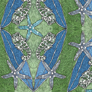 Green Seahorses & Kelp Painting Pattern