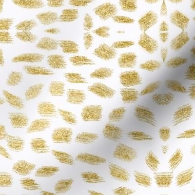 Small Golden Glitter Brush Strokes on White