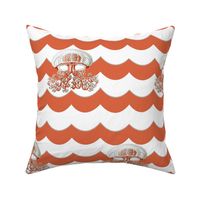 Jellyfish on Red Chevron Wave