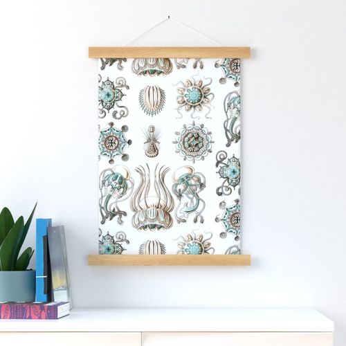 Vintage Sea Creatures, Crisp White and Aqua