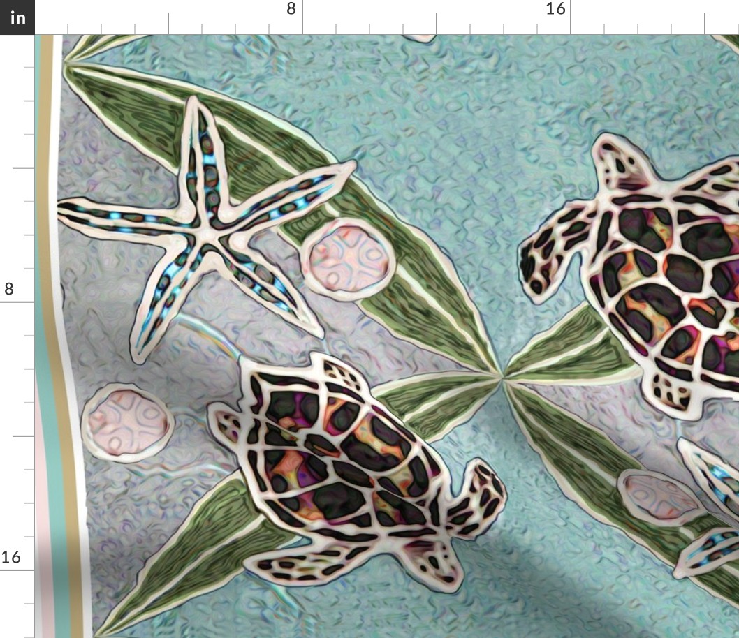 Green Blue Turtles Ocean Cheater Undersea Sea Spoonflower Fabric by the Yard 