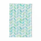 Watercolor Herringbone in Blue and Green