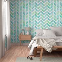 Watercolor Herringbone in Blue and Green