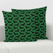 Polka Dachshunds (Christmas Green)