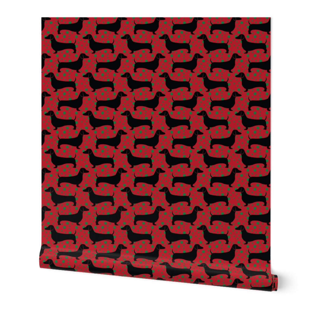 Polka Dachshunds (Christmas Red)