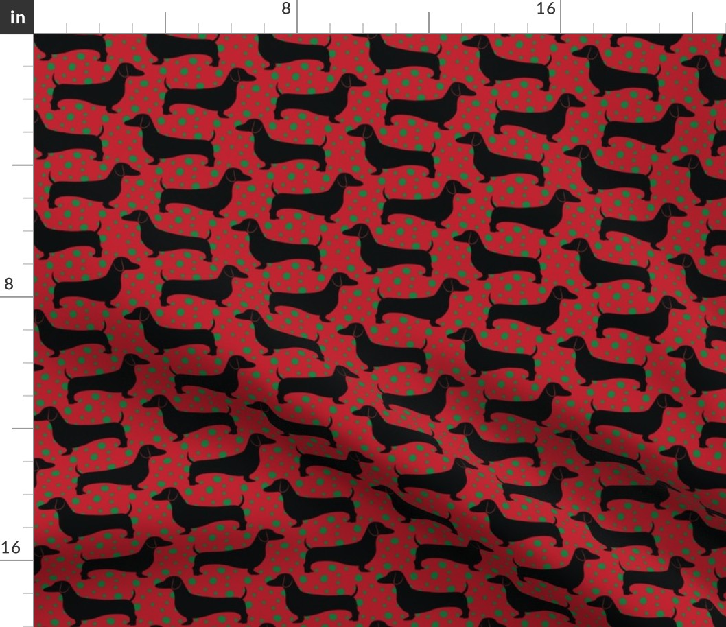 Polka Dachshunds (Christmas Red)