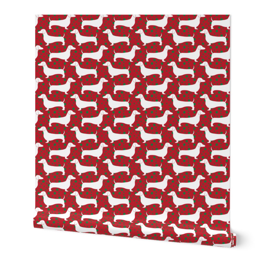 Polka Dachshunds (Christmas Red)