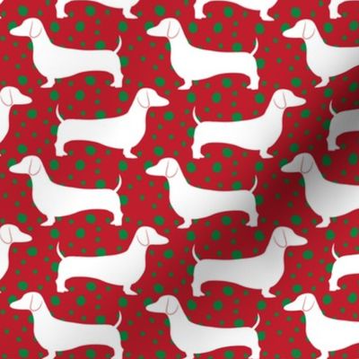Polka Dachshunds (Christmas Red)