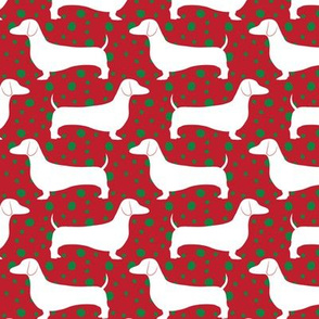 Polka Dachshunds (Christmas Red)