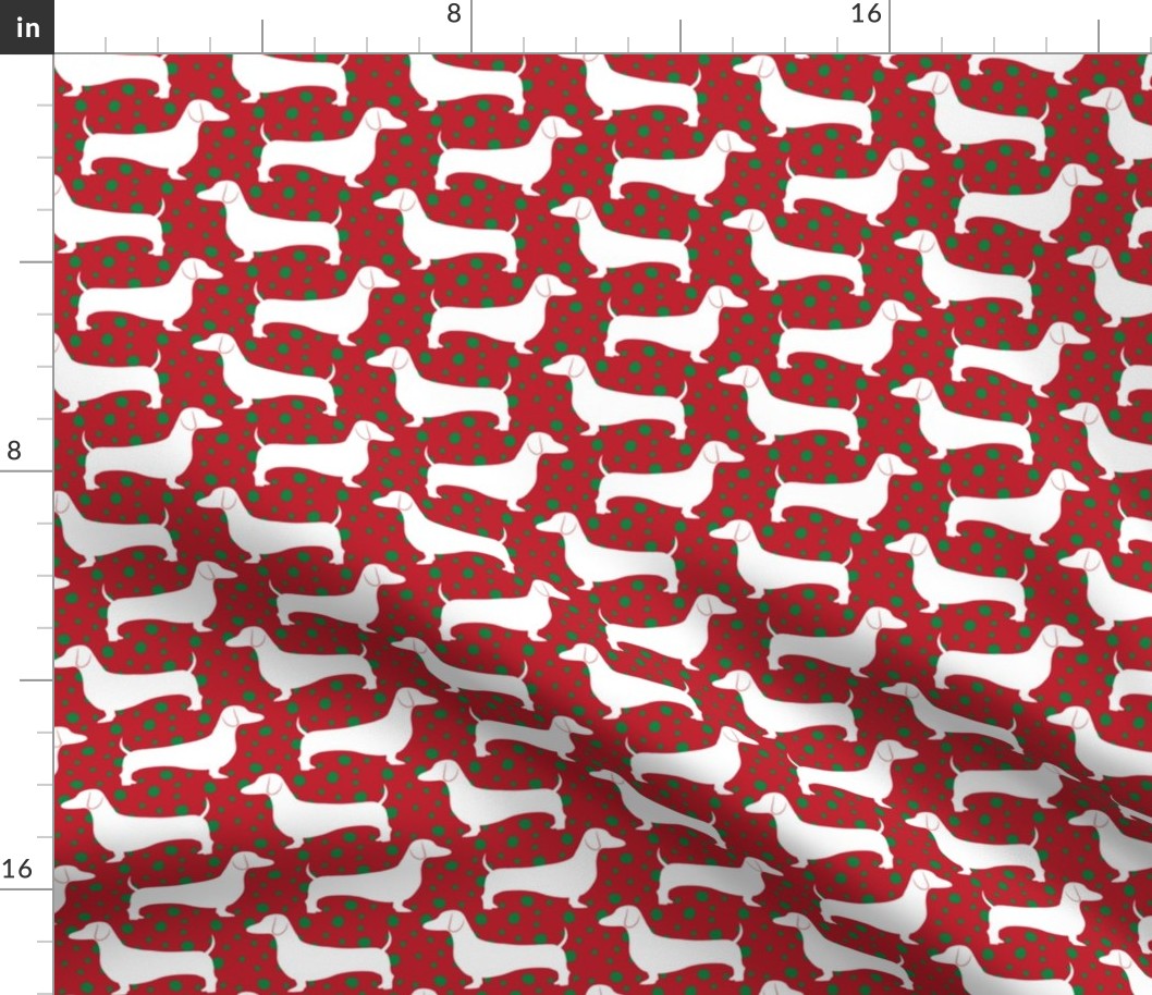 Polka Dachshunds (Christmas Red)