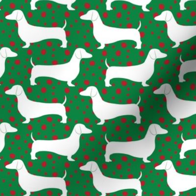 Polka Dachshunds (Christmas Green)